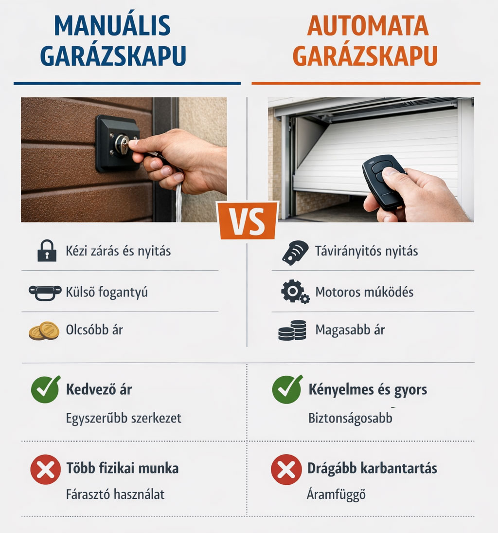 Manuális vs. automata garázskapu