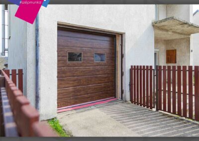 Diós szekcionált garázskapu bevilágítóval, Ravazdon, szekcionált kapu, garázskapu